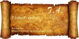 Tinhof Antal névjegykártya